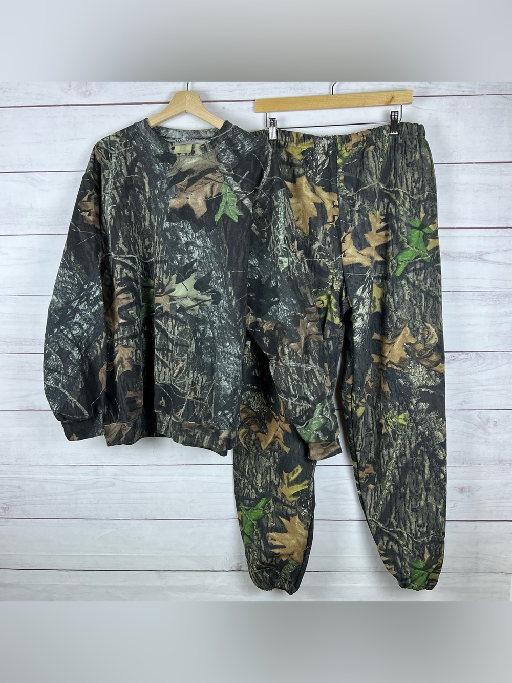 Vintage Jerzees Outdoor Matching Set Sweatshirt & Sweatpants XL Mossy Oak Camo